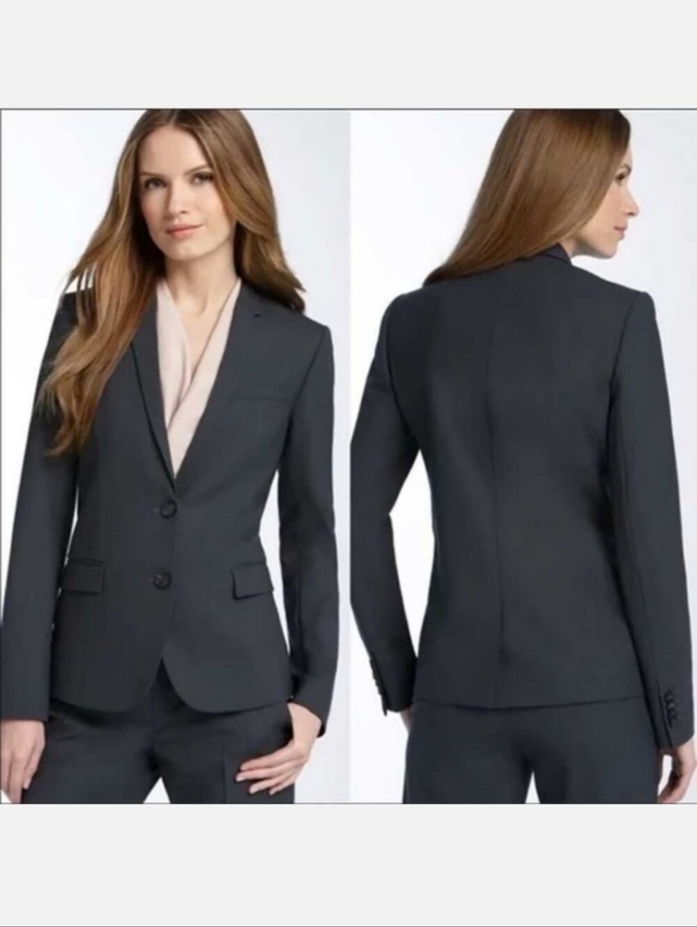 Theory Matelda Tailor Two Button Blazer Jacket In Blue Gray Wool Blend SIZE 8